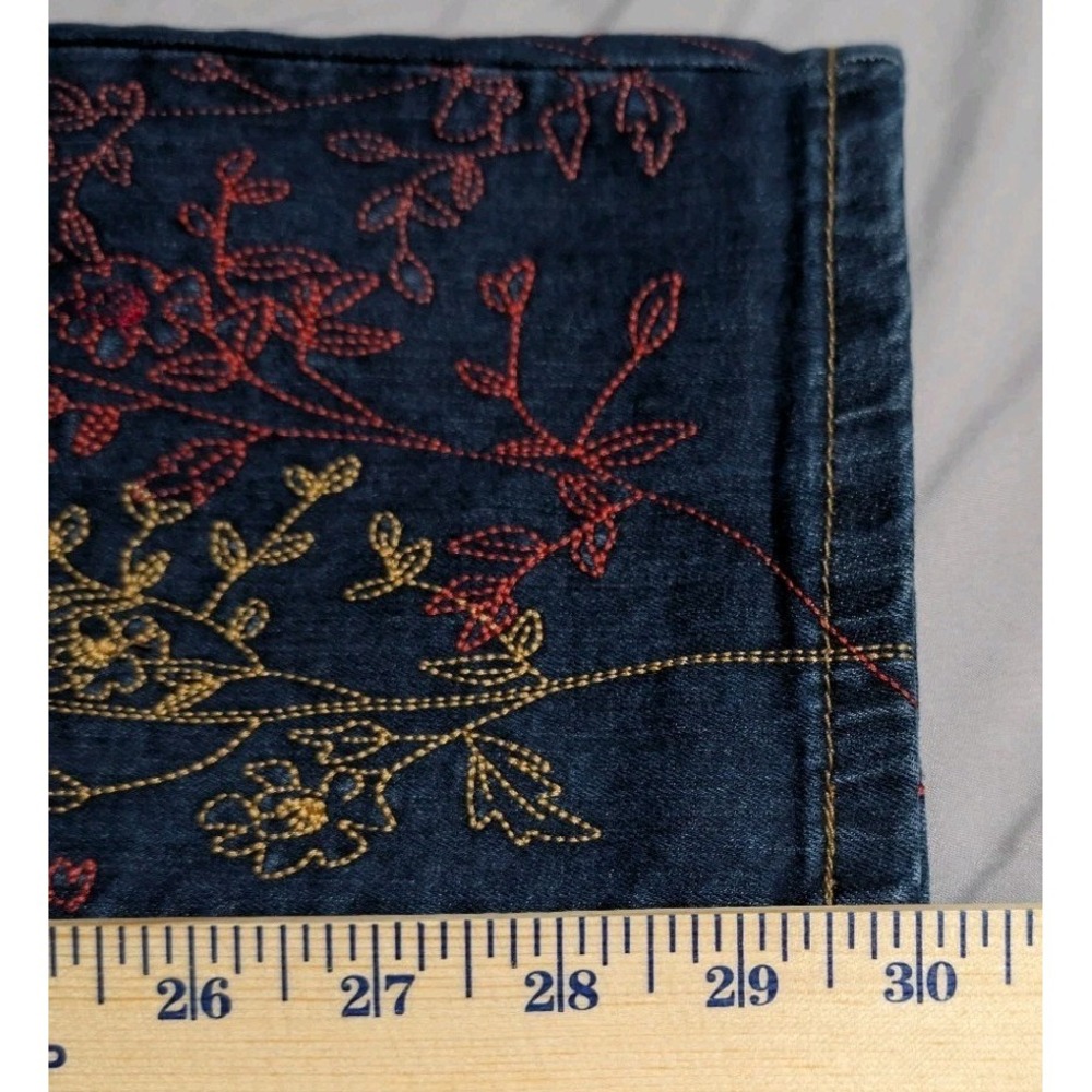 FDJ French Dressing Jeans Suzanne Straight Leg Womens 12 Dark Rinse Embroidered - Picture 6 of 11